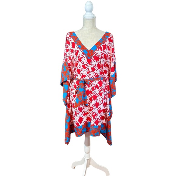 Southern Frock Dresses & Skirts - Southern Frock Poncho Kaftan Dress Swim Cover Womans MD Belted Preppy Classic